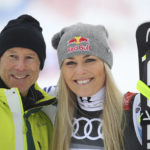 
              FILE - United States' Lindsey Vonn, right, celebrates her third place with Sweden former ski great Ingemar Stenmark after a women's downhill race, at the alpine ski World Championships in Are, Sweden, on Feb. 10, 2019. To Ingemar Stenmark, all this fuss over Mikaela Shiffrin as she approaches his record of 86 World Cup skiing victories is beside the point. Because the 66-year-old Swede believes the American is already on another level. “She’s much better than I was. You cannot compare,” Stenmark said in an interview with The Associated Press. “ (AP Photo/Marco Trovati)
            