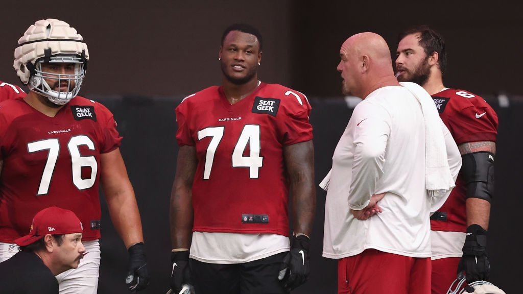 Offensive lineman D.J. Humphries #74 of the Arizona Cardinals participants in a team training camp ...