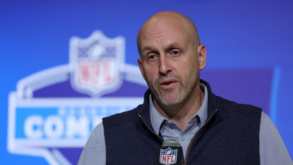 General manager Monti Ossenfort of the Arizona Cardinals speaks to the media during the NFL Combine...
