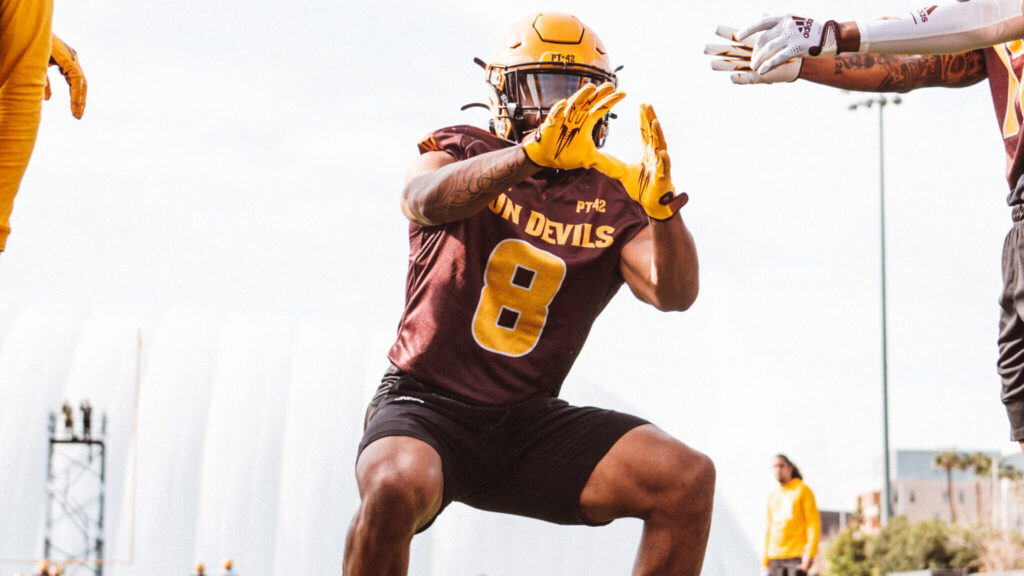 Arizona State wide receiver Javen Jacobs during 2023 spring ball in Tempe, Arizona. (Sun Devil Athl...