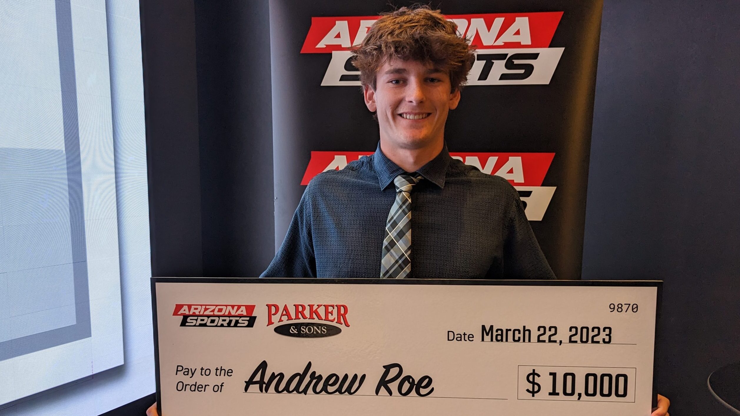 Andrew Roe of Notre Dame Prep high school, winner of the Arizona Sports and Parker & Sons $10,000 C...