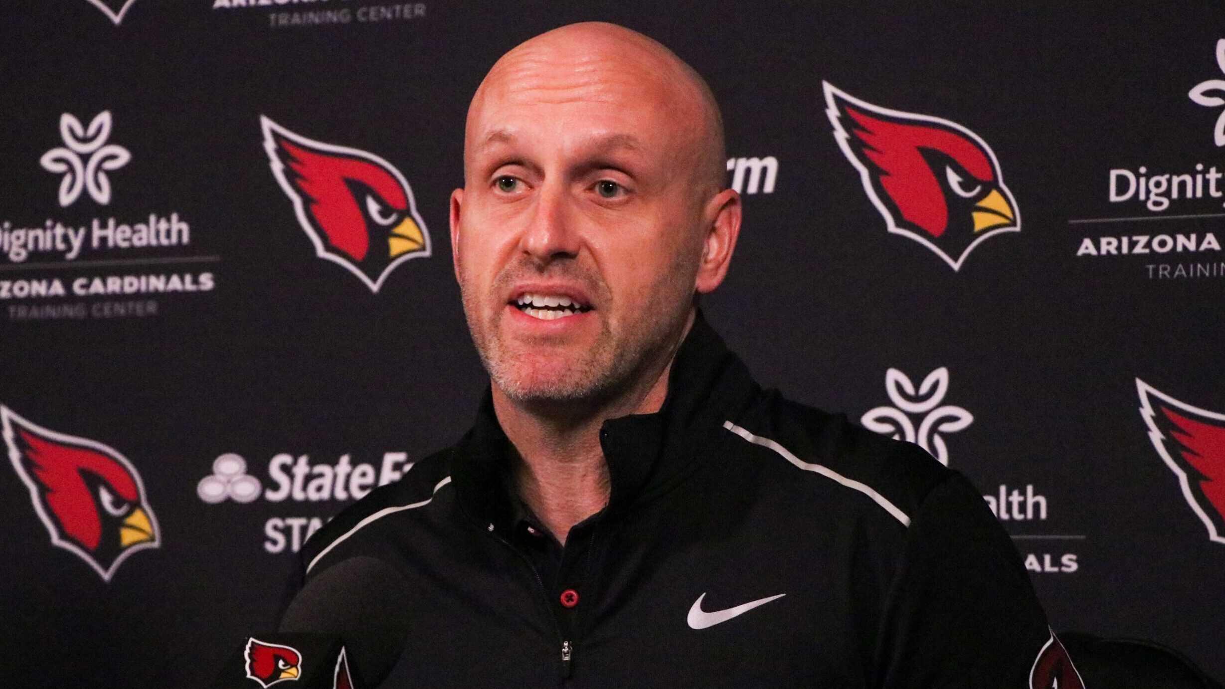 Arizona Cardinals GM Monti Ossenfort speaks with reporters on Friday, April 21, 2023, in Tempe (Tyl...