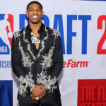 NEW YORK, NEW YORK - JUNE 22: Scoot Henderson arrives prior to the first round of the 2023 NBA Draft at Barclays Center on June 22, 2023 in the Brooklyn borough of New York City. (Photo by Arturo Holmes/Getty Images)