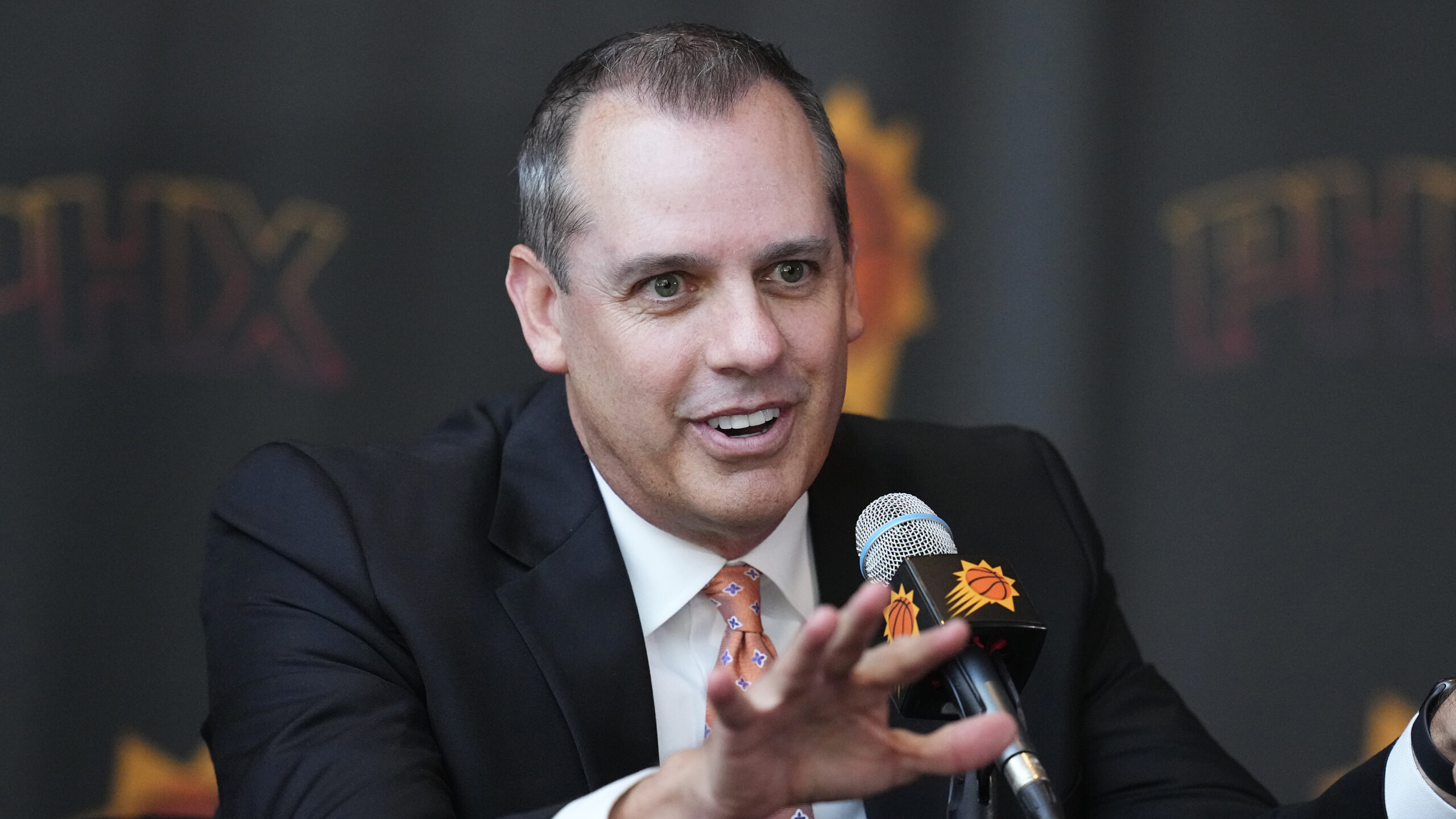 Phoenix Suns new head coach Frank Vogel speaks during a news conference Tuesday, June 6, 2023, in P...
