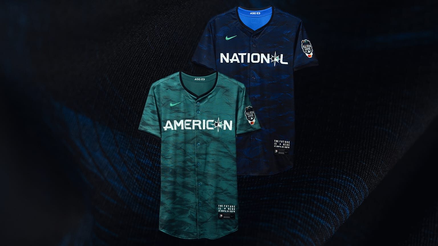 The American League and National League jerseys for the 2023 MLB All-Star Game....