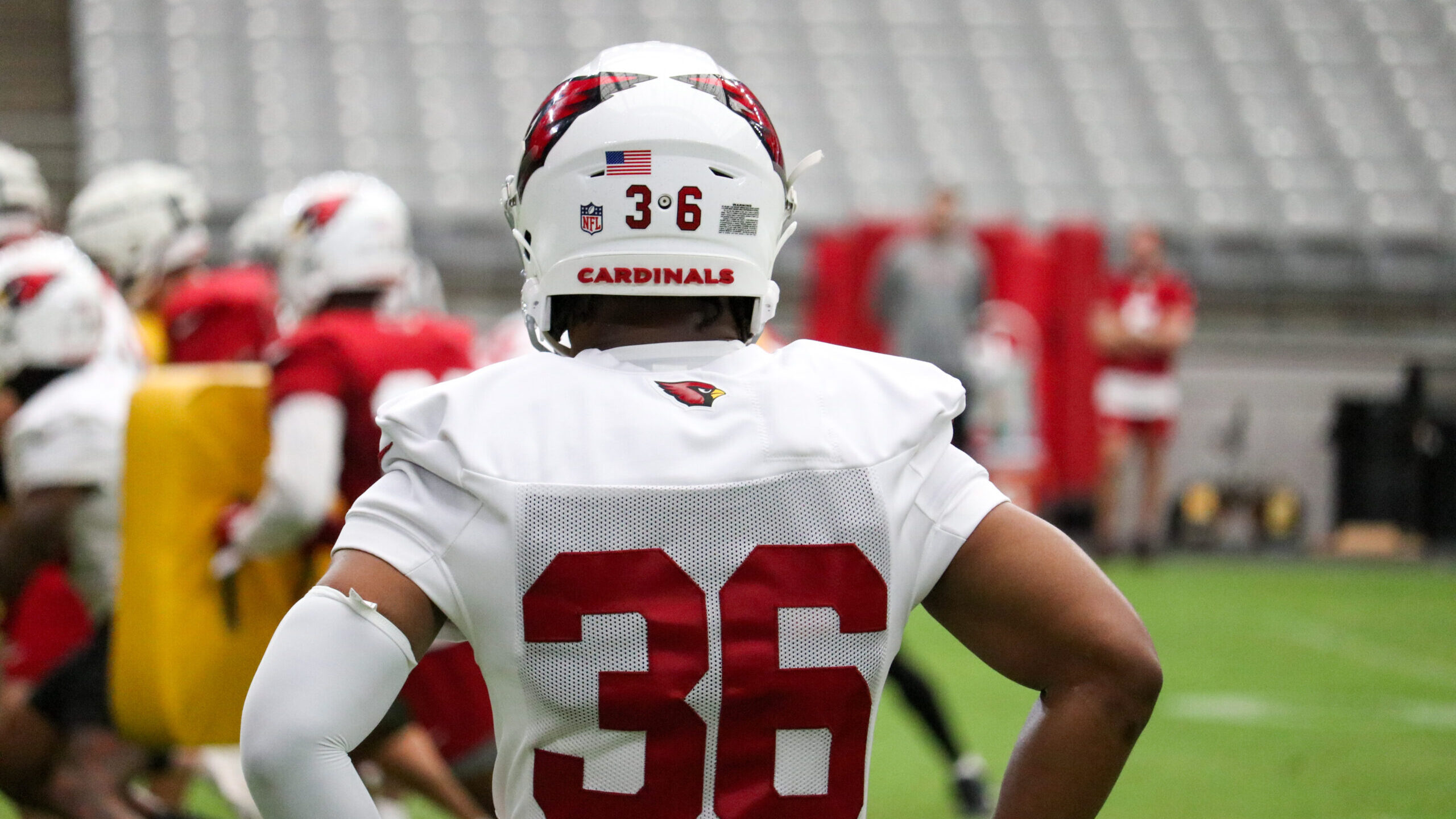 Arizona Cardinals S JuJu Hughes looks on during training camp on Friday, July 28, 2023, in Glendale...