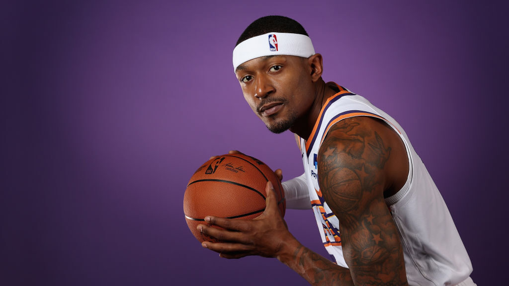 Bradley Beal #3 of the Phoenix Suns poses for a portrait during NBA media day on October 02, 2023 i...