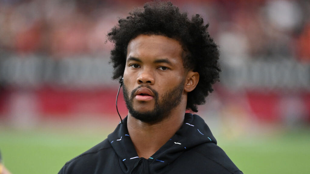 Kyler Murray of the Arizona Cardinals looks on from the sidelines against the Cincinnati Bengals at...