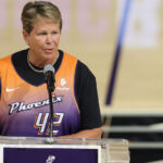 Former professional basketball player and current sportscaster, Ann Meyers Drysdale speaks during a rally to support the release of detained American professional athlete Brittney Griner at Footprint Center on July 06, 2022 in Phoenix, Arizona. (Photo by Christian Petersen/Getty Images)