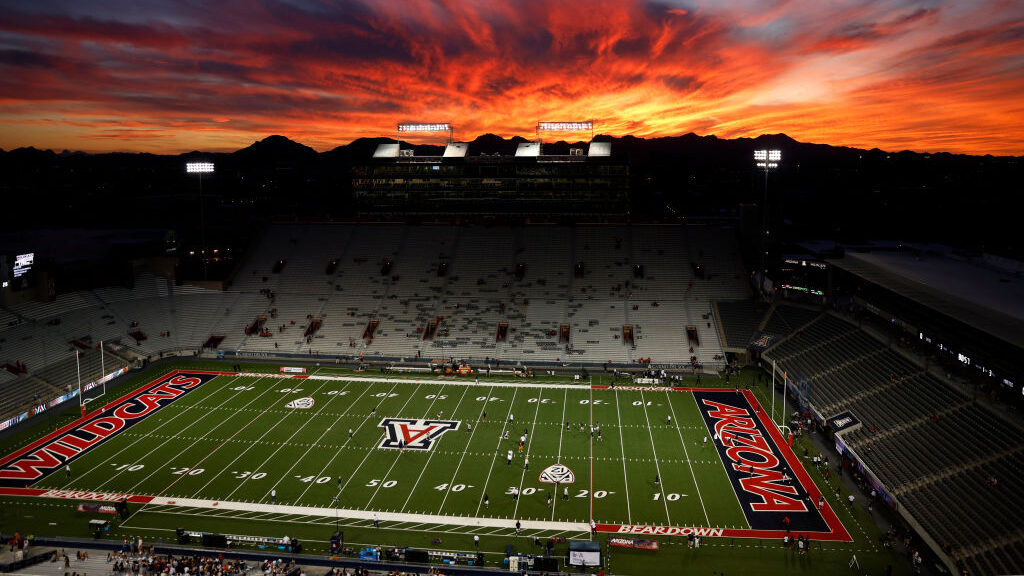 A general overview of Arizona Stadium before the college football game between the Arizona Wildcats...