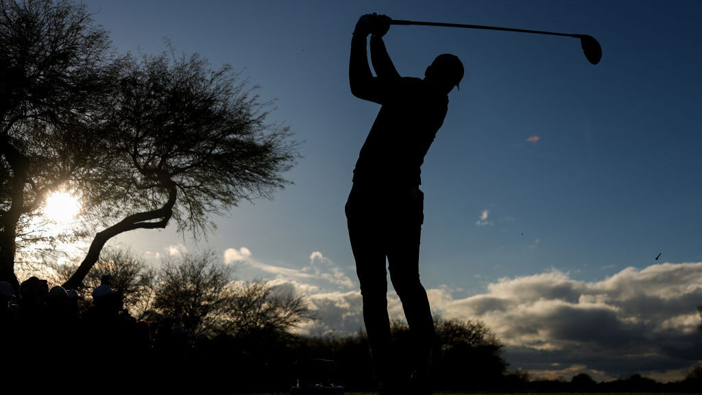 Wyndham Clark of the United States plays his shot from the third tee during the first round of the ...
