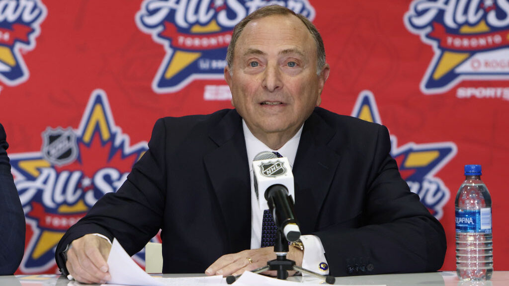 NHL commissioner Gary Bettman addressed the Arizona Coyotes arena location at the 2024 NHL All-Star...