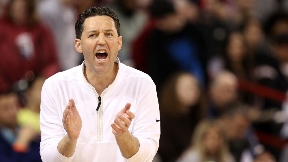 Bryce Drew reacts during a game...