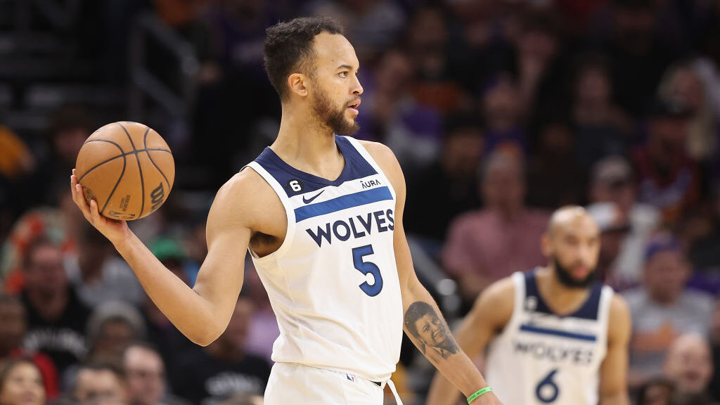 Kyle Anderson #5 of the Minnesota Timberwolves looks to pass during the second half of the NBA game...