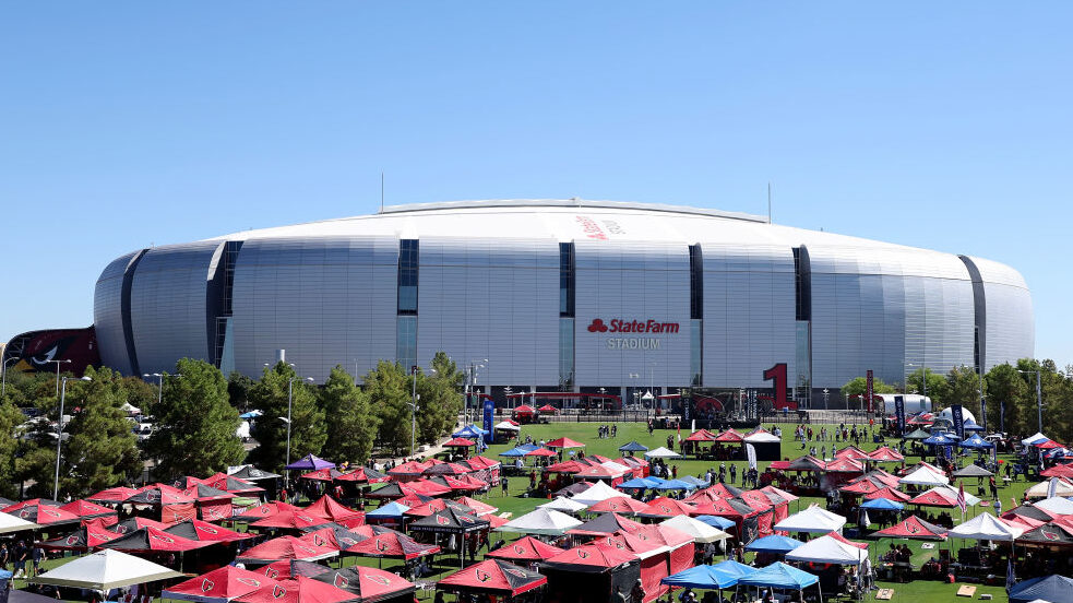 The Arizona Cardinals will host a draft party outside State Farm Stadium on Thursday. (Photo by Chr...