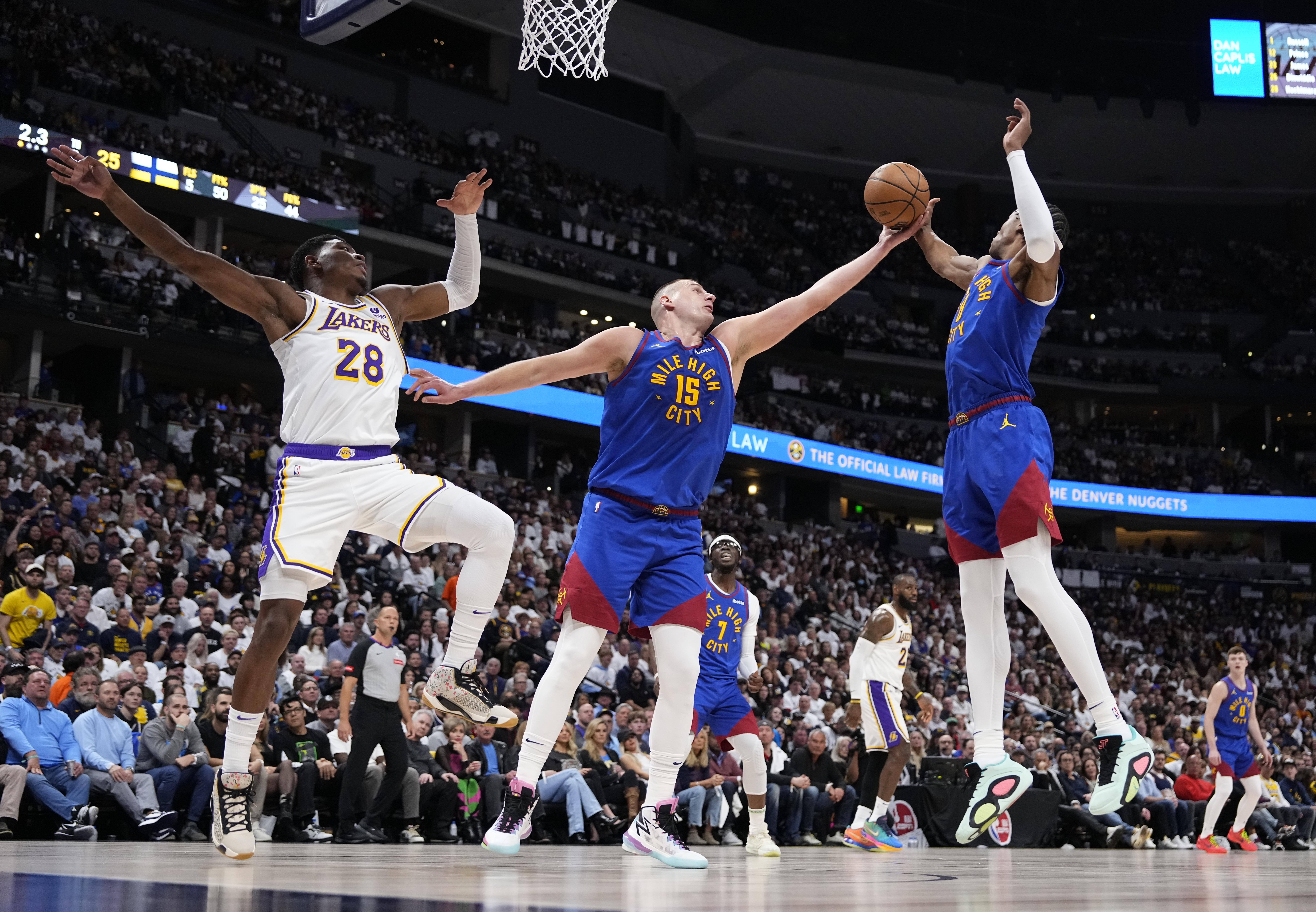 Nikola Jokic leads Denver Nuggets past LeBron James and Lakers 114-103 in playoff opener....