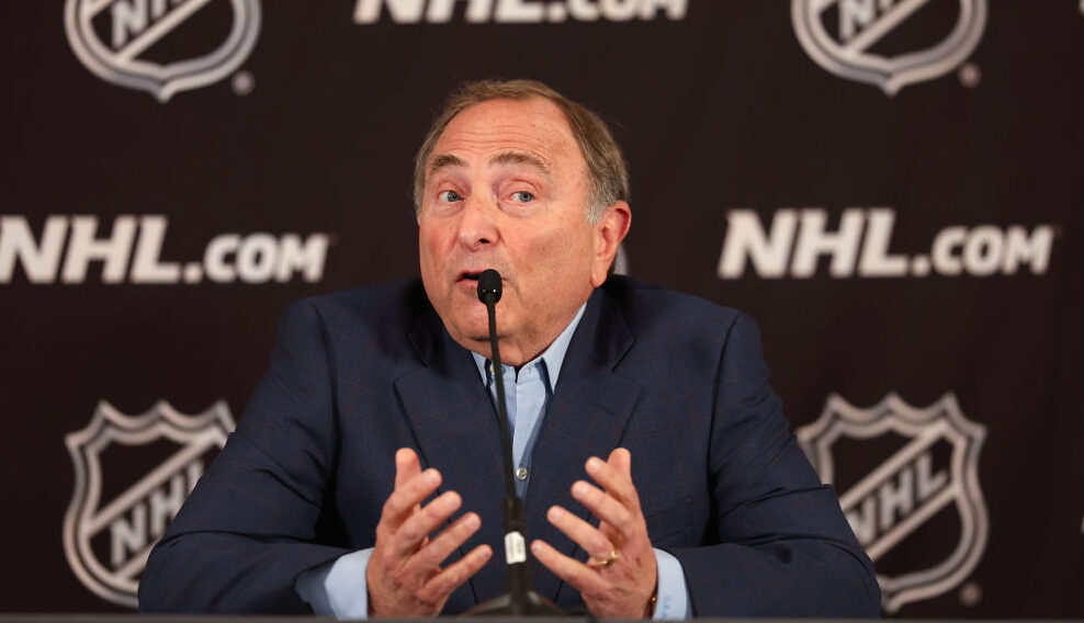 NHL Commissioner Gary Bettman speaks during a press conference at Hyatt Regency Phoenix...