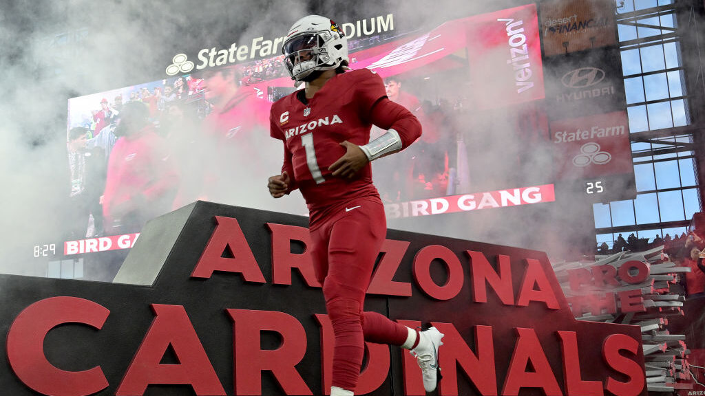 Kyler Murray #1 of the Arizona Cardinals runs onto the field before the game against the Seattle Se...