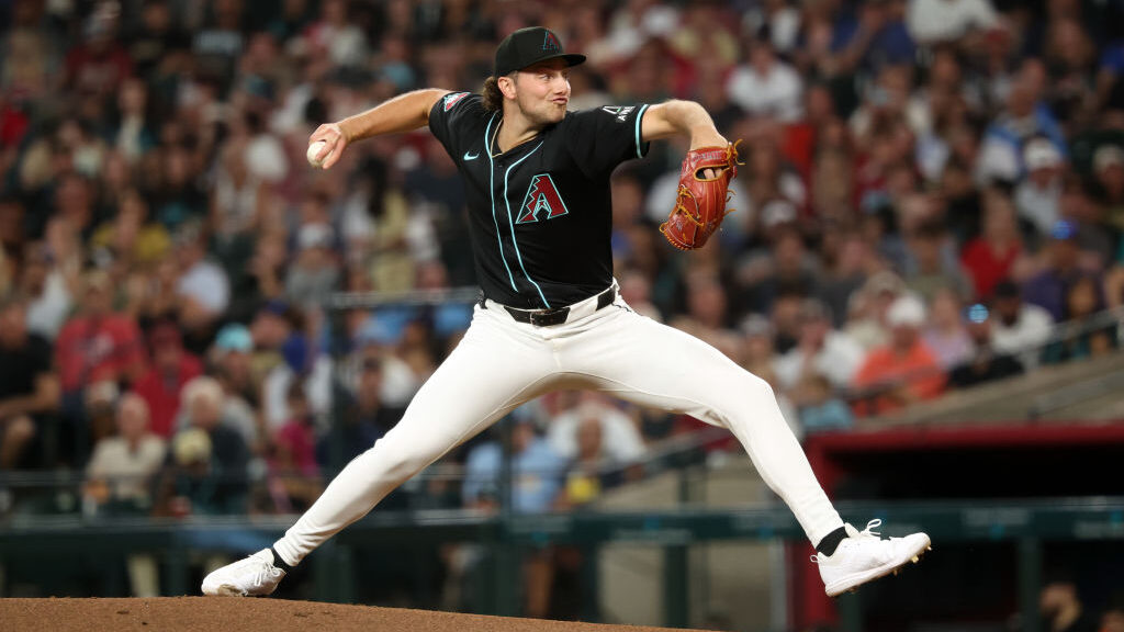 Diamondbacks player Brandon Pfaadt chased in the 2nd inning against the Brewers