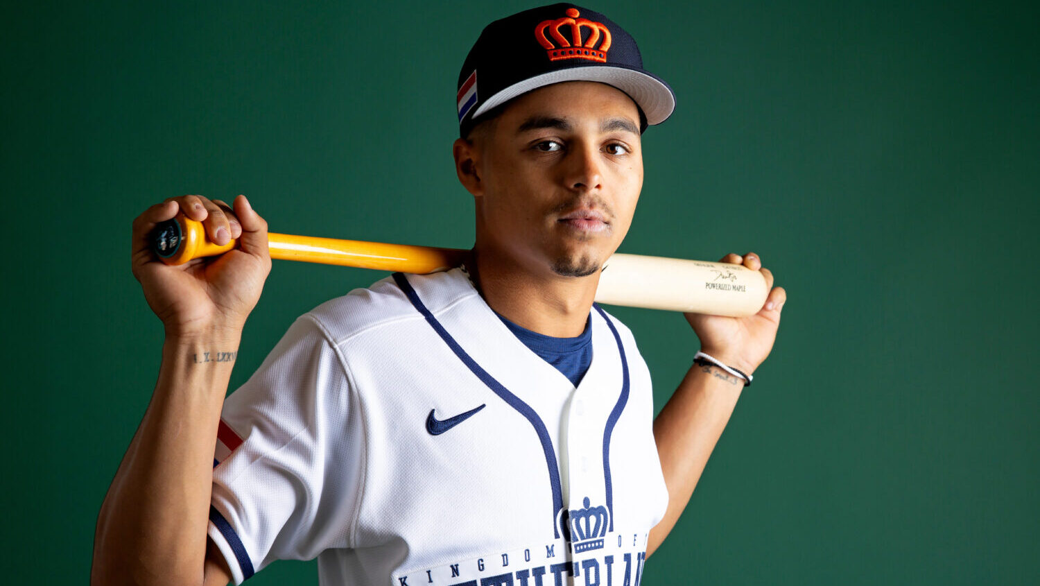 Druw Jones #93 of Team Netherlands poses for a photo during the Team Netherlands photo day at Ed Sm...