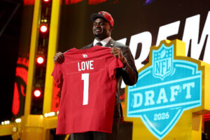 Jeremiyah Love sends message to Cardinals fans; Budda Baker and more react to pick
