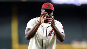 Jeremiyah Love throws out 1st pitch Monday for Diamondbacks-Angels