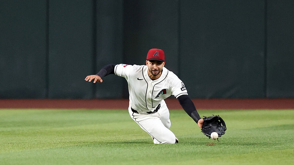 Jordan Lawlar #10 of the Arizona Diamondbacks...