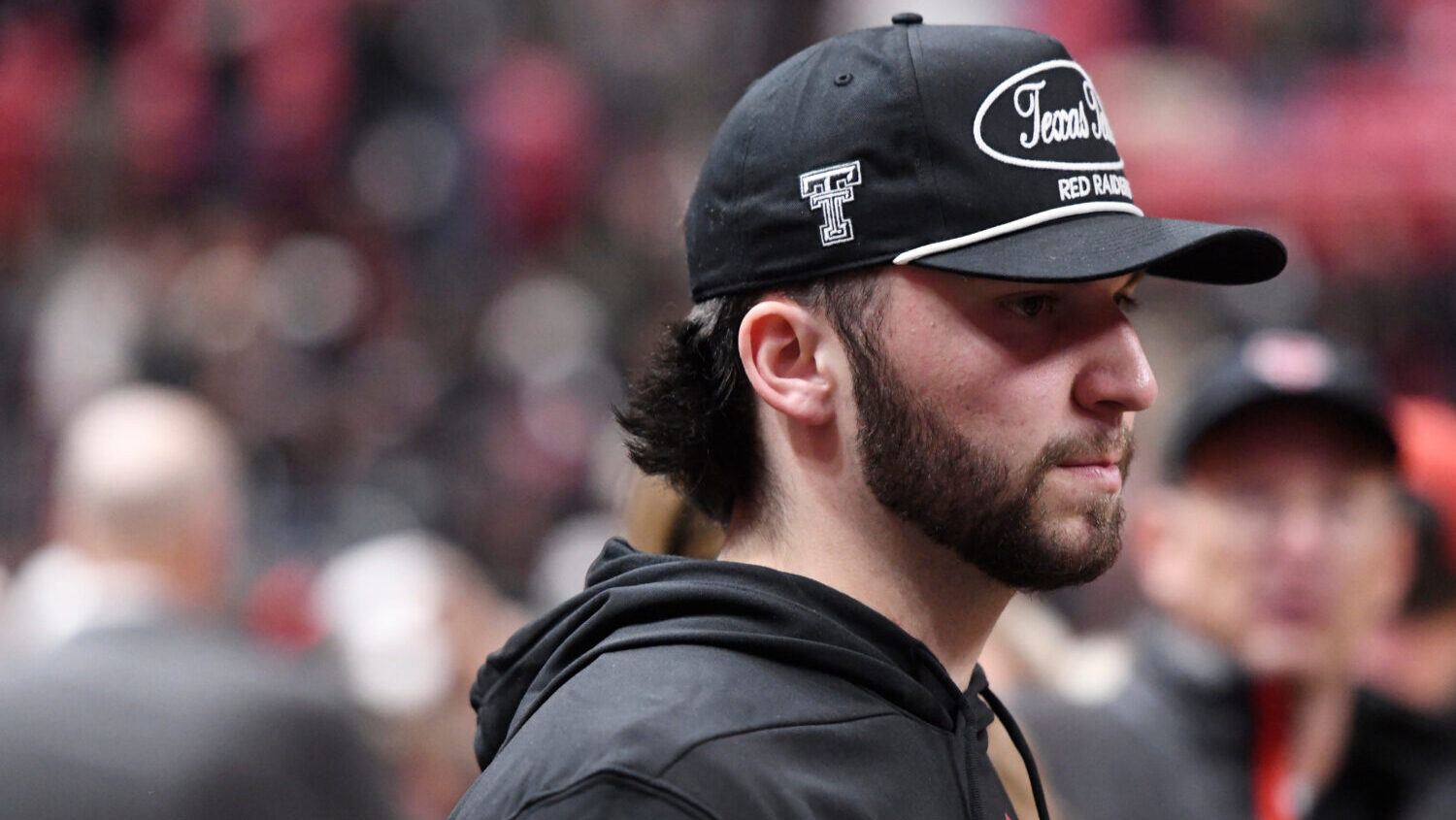 Quarterback Brendan Sorsby attends an NCAA college basketball game between Texas Tech and Houston, ...