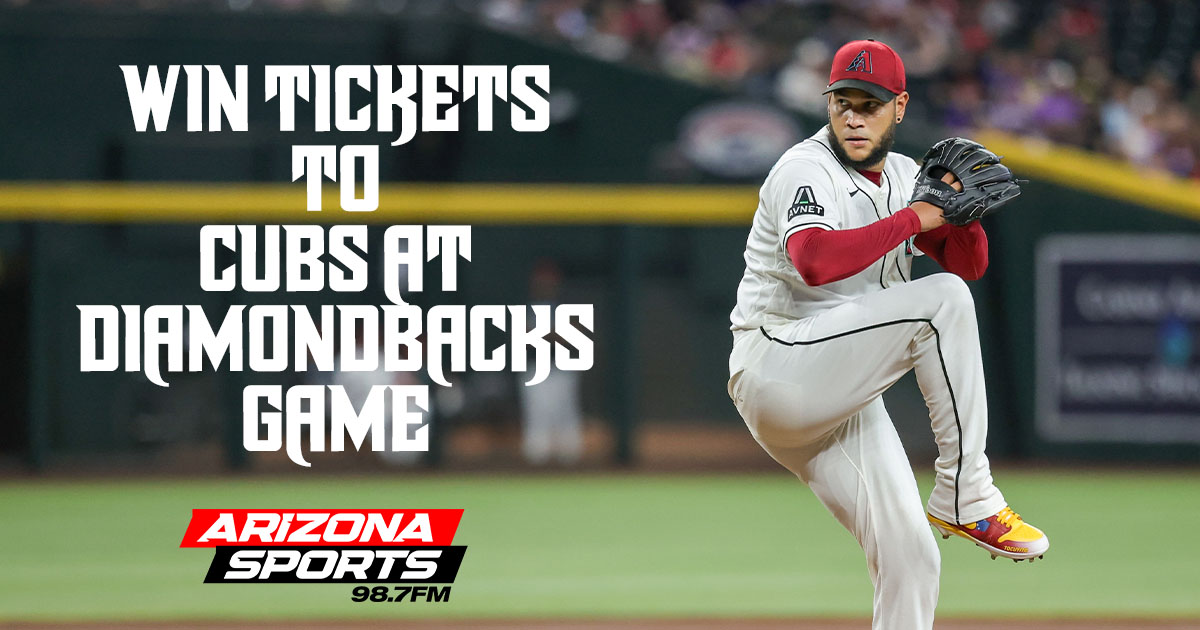 Arizona Diamondbacks pitcher Eduardo Rodriguez in mid-delivery at Chase Field with text reading "Wi...