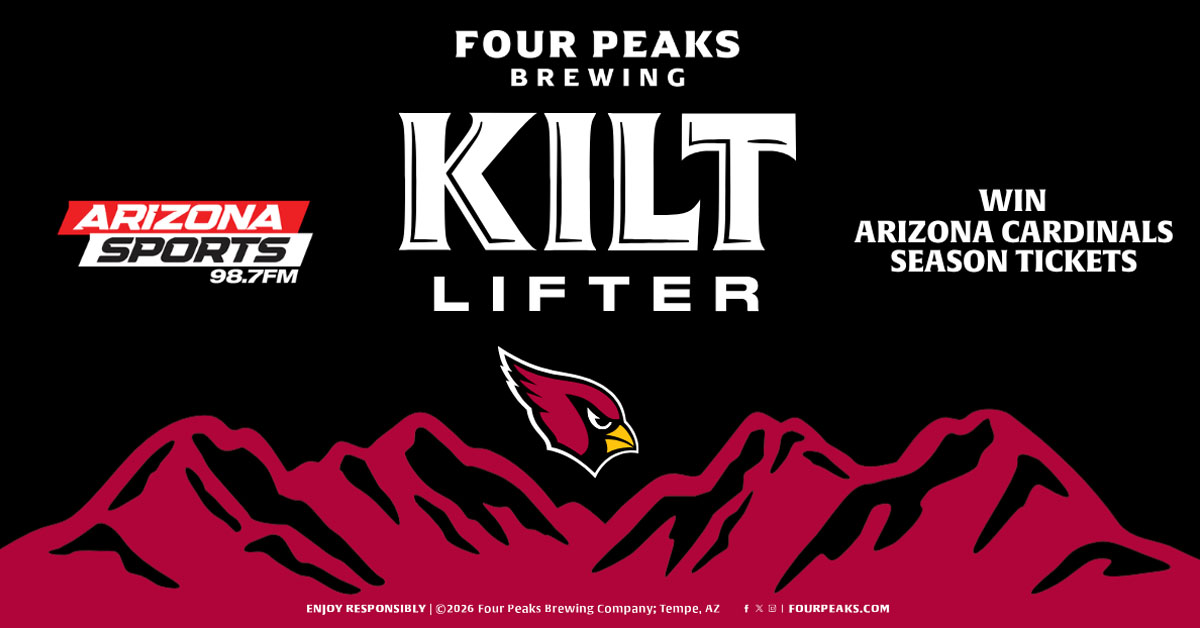 Four Peaks Brewing Kilt Lifter and Arizona Sports 98.7FM contest promotional banner featuring the A...
