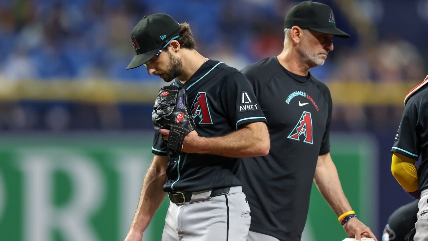 ST. PETERSBURG, FL - JUNE 26: Zac Gallen #23 of the Arizona Diamondbacks is removed from the game a...