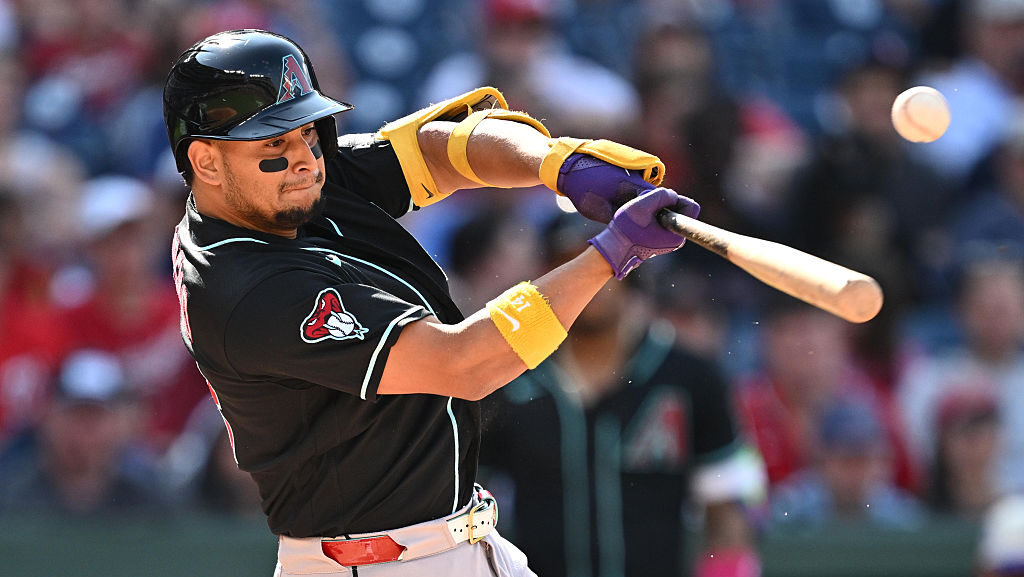 Gabriel Moreno #14 of the Arizona Diamondbacks...