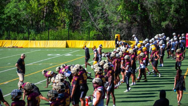 ASU football stretching at 2025 Camp Tontozona
