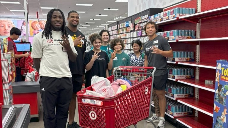 ASU WR Derek Eusebio delivers back-to-school supplies for kids with help from Autism Society