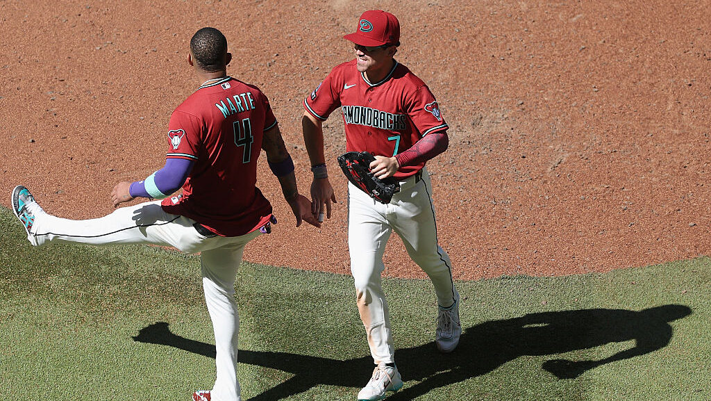 Corbin Carroll #7 of the Arizona Diamondbacks...