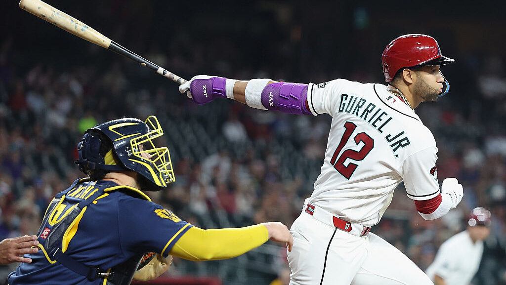 Lourdes Gurriel Jr. #12 of the Arizona Diamondbacks...