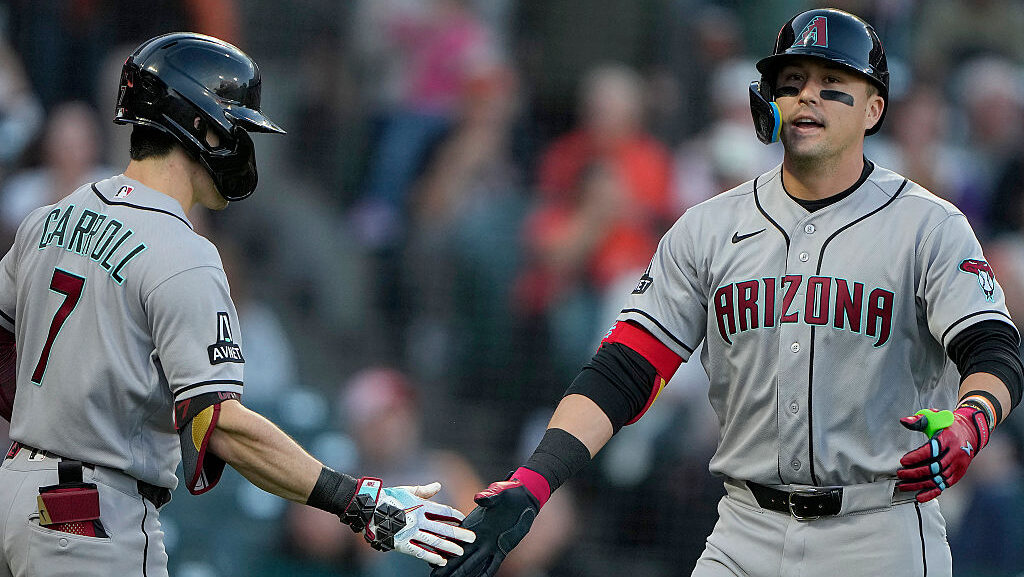 Lars Nootbaar #21 of the Arizona Diamondbacks...