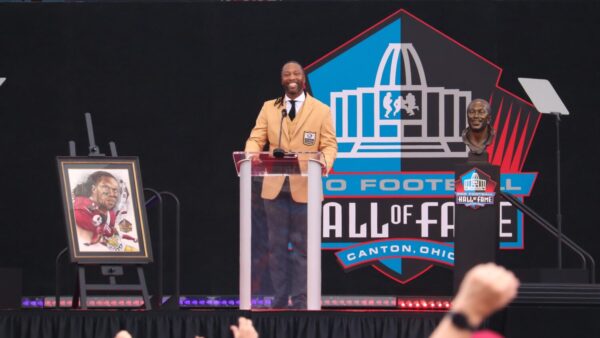 The legend has been enshrined! Arizona Cardinals Hall of Famer Larry Fitzgerald's HOF induction speech was everything the Valley loves about him, full of thankfulness, jokes and wisdom. (Tyler Drake/Arizona Sports)