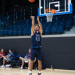 North Carolina transfer Derek Dixon shoots at practice in Vilnius. (Arizona Athletics)