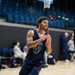 North Carolina transfer Derek Dixon practices with his new team in Vilnius. (Arizona Athletics)