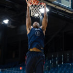 Clemson transfer RJ Godfrey dunks the ball at practice in Vilnius. (Arizona Athletics)