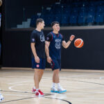 Washington transfer JJ Mandaquit practices with the Wildcats in Vilnius. (Arizona Athletics)