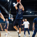 Incoming freshman Joaquin Rigdon shoots at practice in Vilnius. (Arizona Athletics)