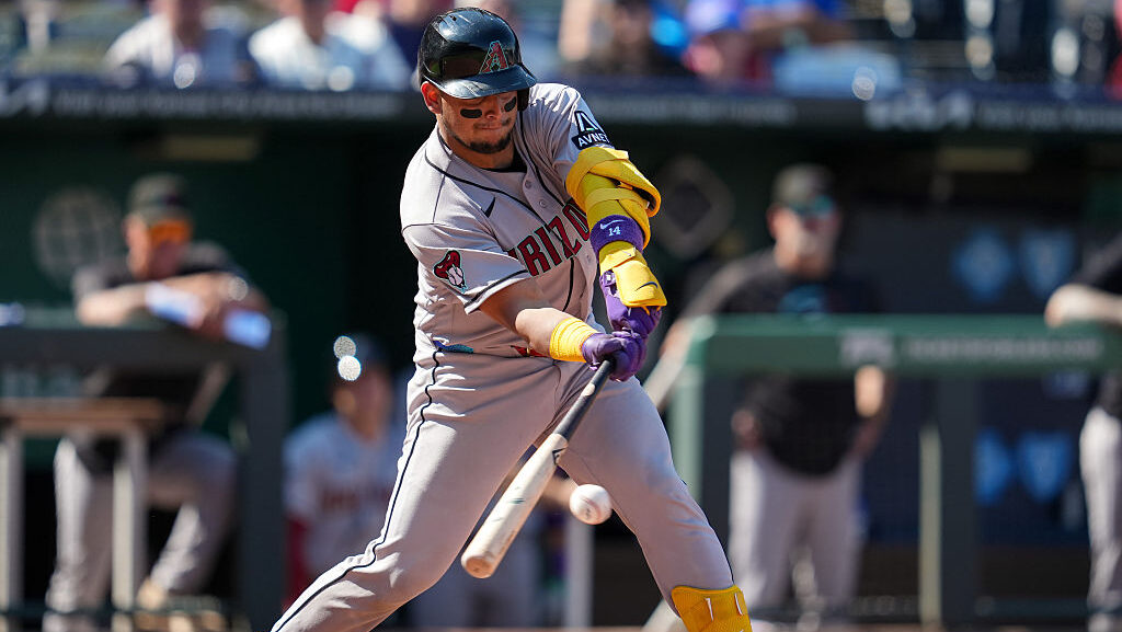 Gabriel Moreno #14 of the Arizona Diamondbacks...