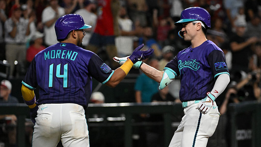 Corbin Carroll #7 of the Arizona Diamondbacks...