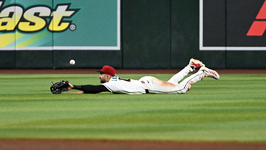 Jordan Lawlar #10 of the Arizona Diamondbacks...
