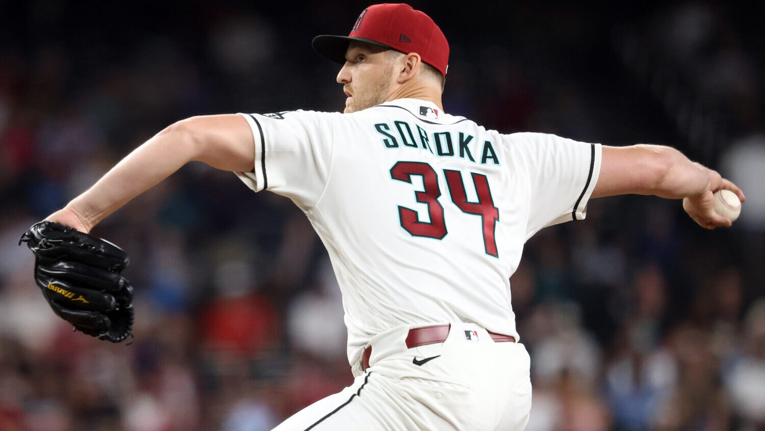 Starter Michael Soroka #34 of the Arizona Diamondbacks pitches against the Miami Marlins during the...