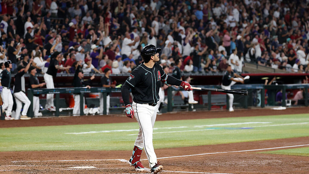 Nolan Arenado #28 of the Arizona Diamondbacks...