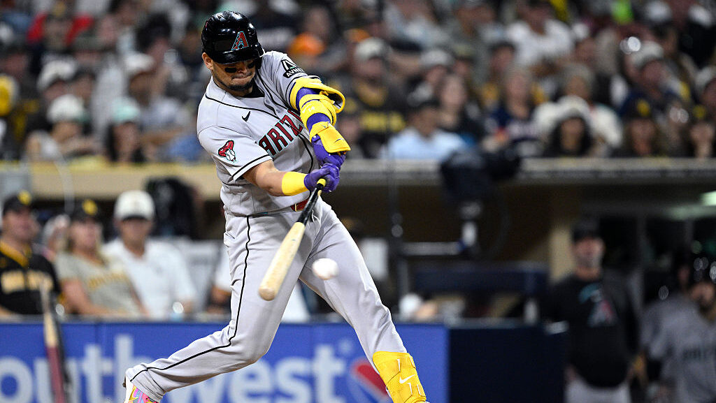 Gabriel Moreno #14 of the Arizona Diamondbacks...