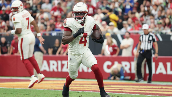 Jeremiyah Love #4 of the Arizona Cardinals